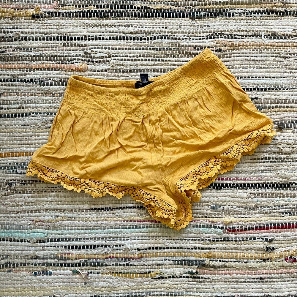 Forever 21 yellow pajama style flowy shorts